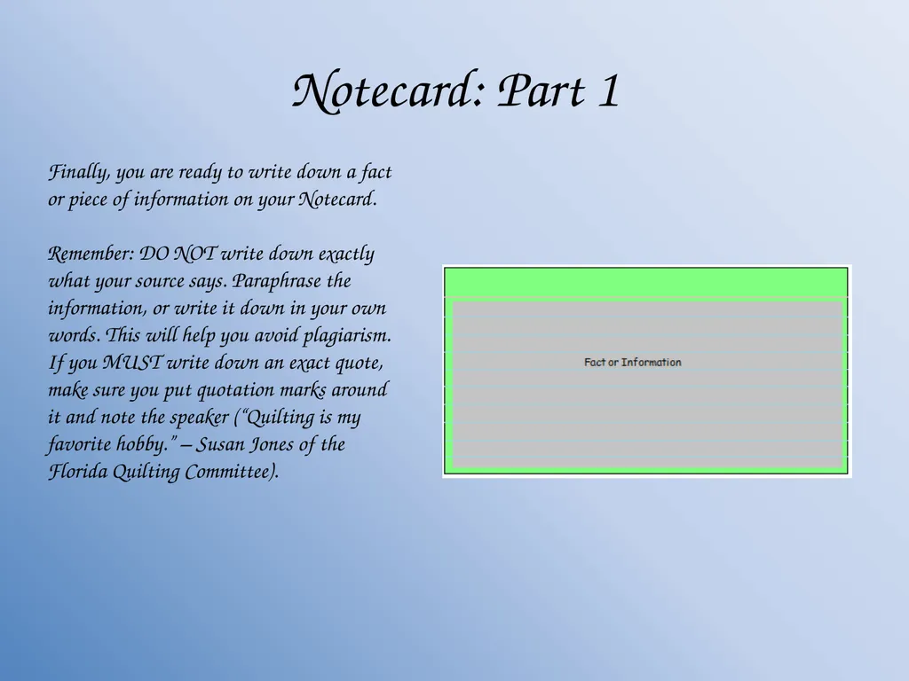 How to Organize a Research Paper using Notecards - slide 6 of 11