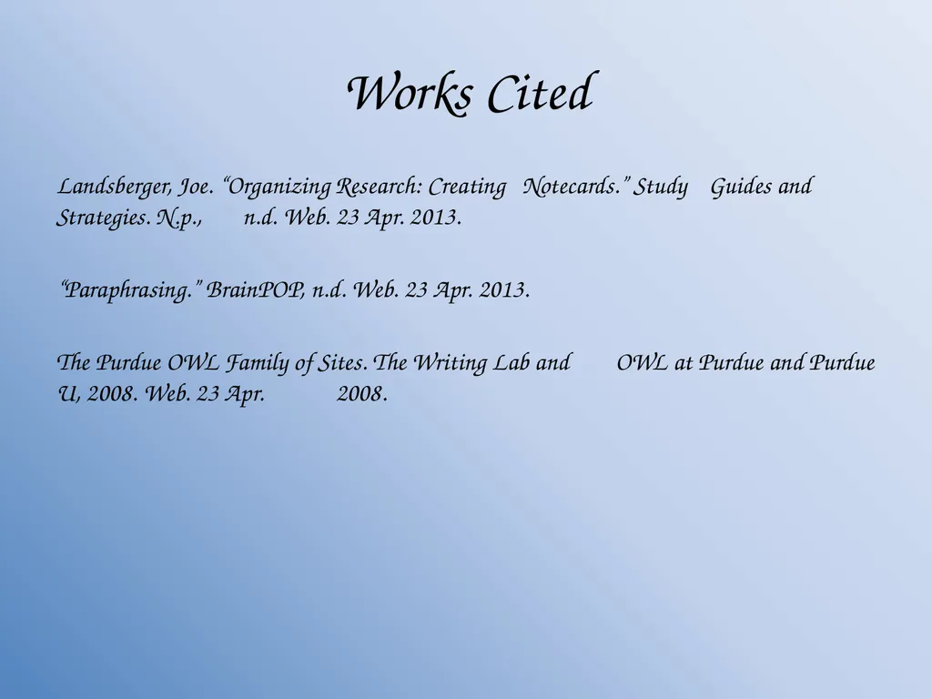 How to Organize a Research Paper using Notecards - slide 11 of 11