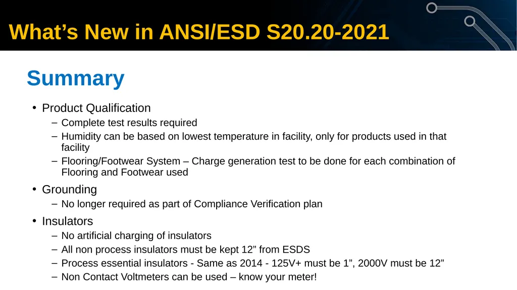 What’s New in ANSI/ESD S20.20-2021 © 2022 - slide 22 of 24