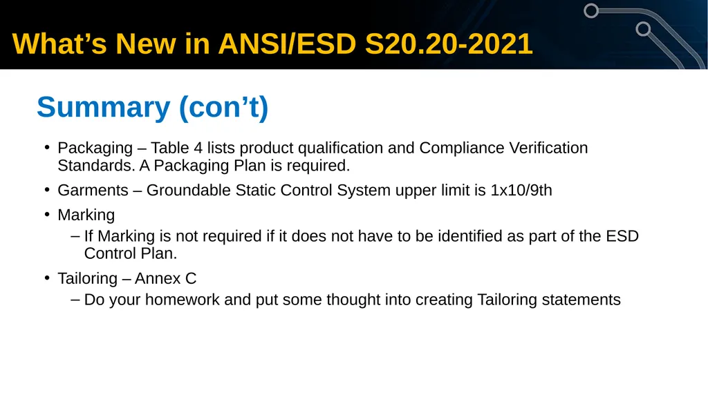 What’s New in ANSI/ESD S20.20-2021 © 2022 - slide 23 of 24