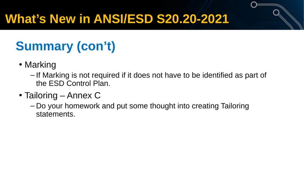 What’s New in ANSI/ESD S20.20-2021 © 2022 - slide 24 of 24