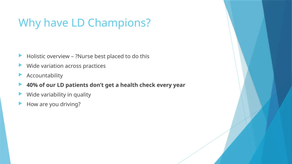 Learning Disabilities Champion Training Module 1 - slide 7 of 27