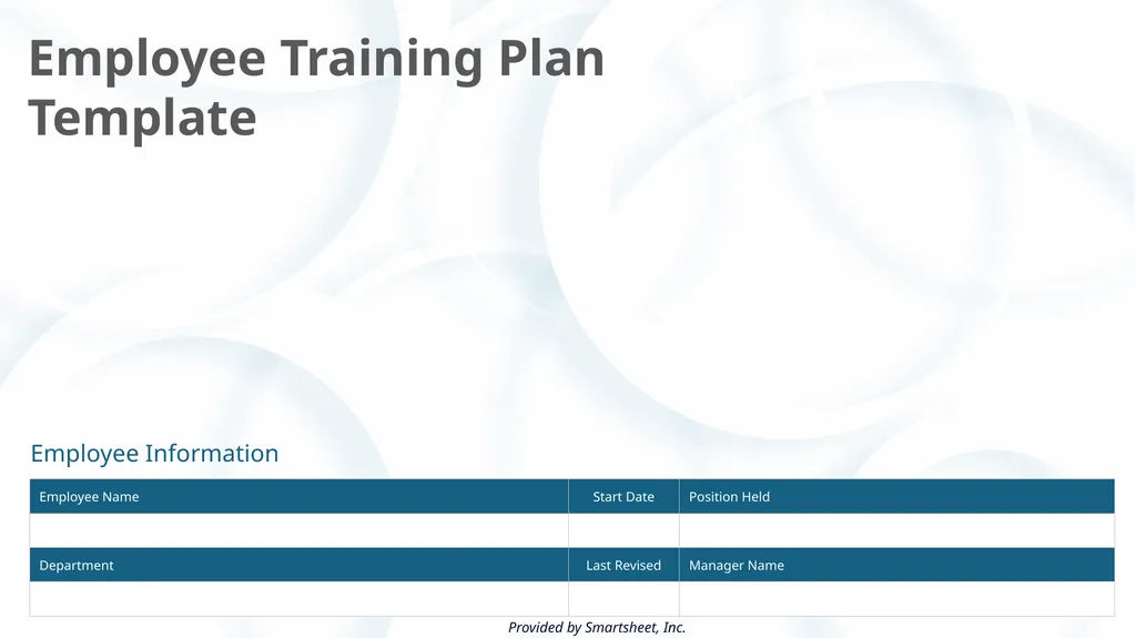 Employee Training Plan Template Provided by - slide 1 of 9