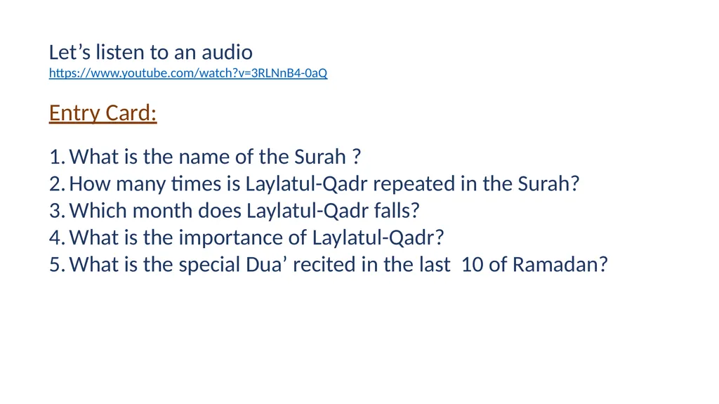 Unit 5: Lesson 4: My Fasting is for the sake - slide 3 of 10