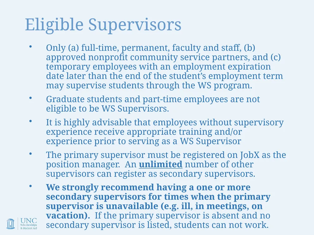 Work-Study Supervisor Training Academic Year - slide 15 of 55