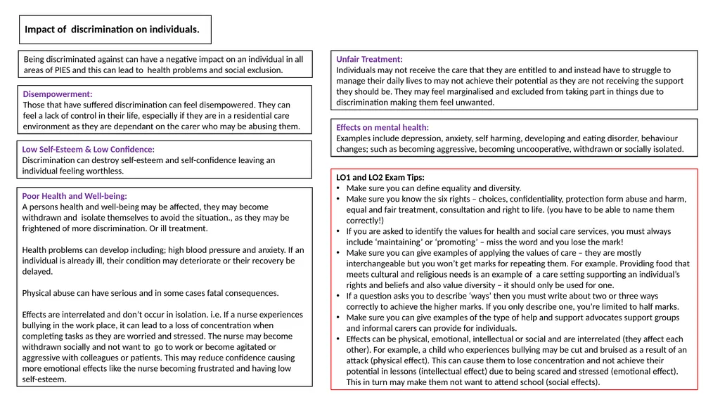 Health & Social Care Knowledge Organisers Unit 2: - slide 9 of 22