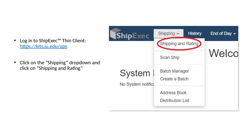 New User Tutorial UPS ShipExec™ Thin Client - slide 2 of 10