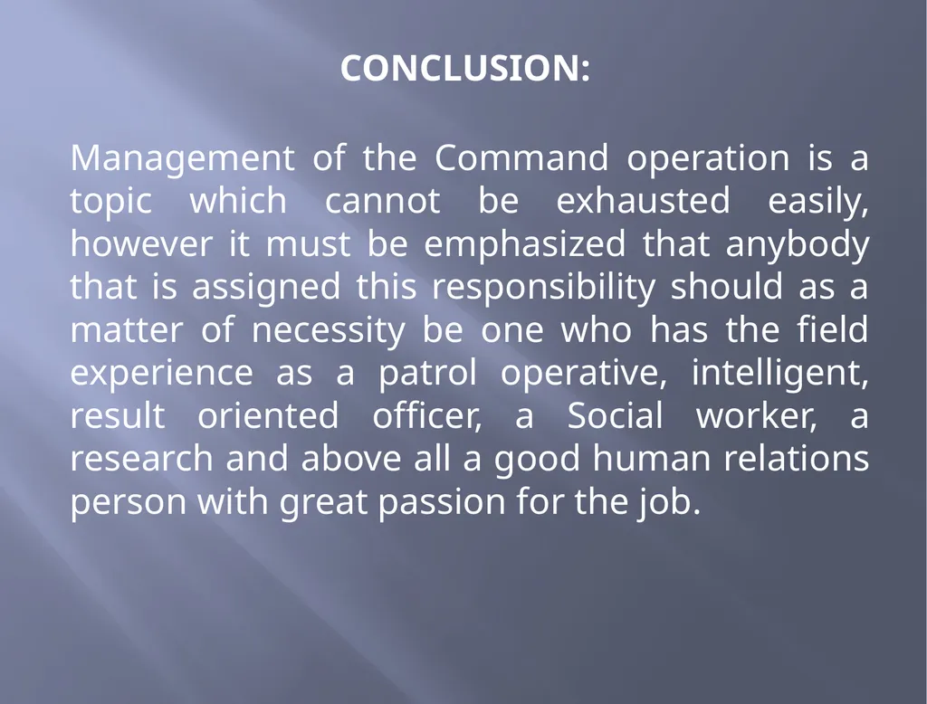 IMPROVING OPERATIONAL ACTIVITIES IN FIELD COMMANDS - slide 20 of 20