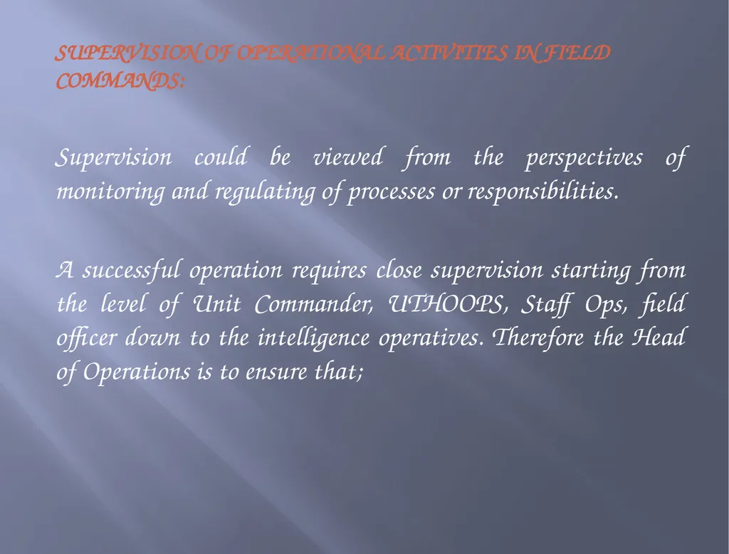 IMPROVING OPERATIONAL ACTIVITIES IN FIELD COMMANDS - slide 15 of 20