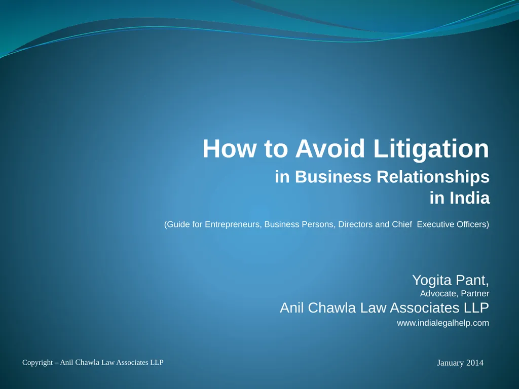How to Avoid Litigation in Business Relationships - slide 1 of 17