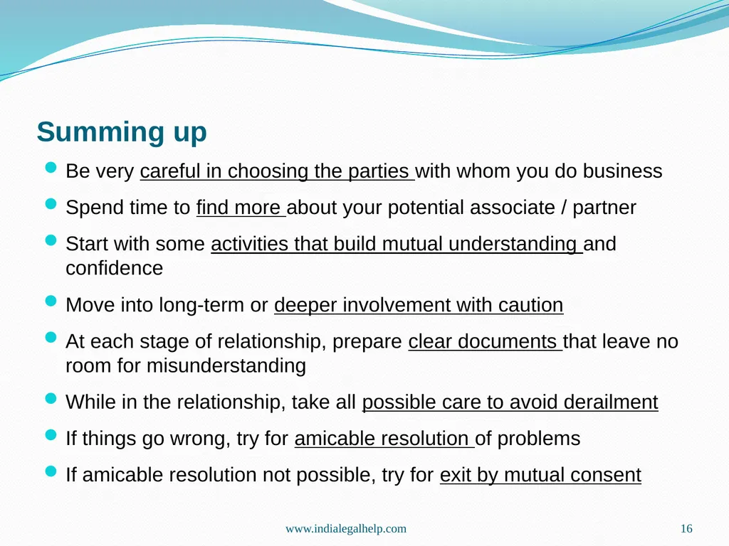 How to Avoid Litigation in Business Relationships - slide 16 of 17
