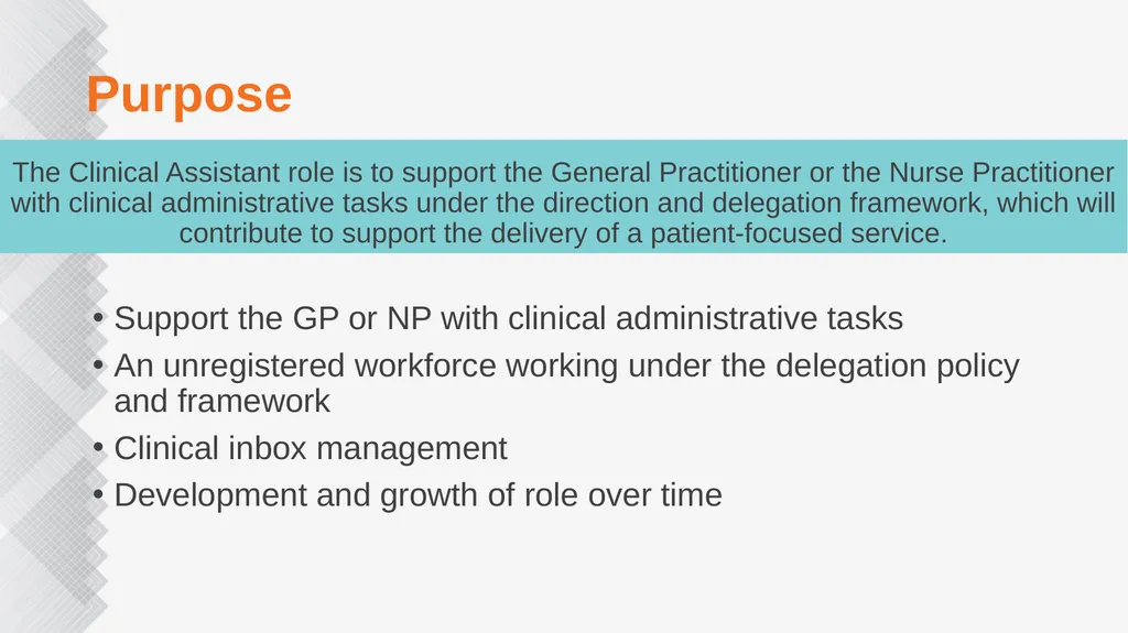 Clinical Assistant HCH Peer Session Presentation - slide 3 of 18