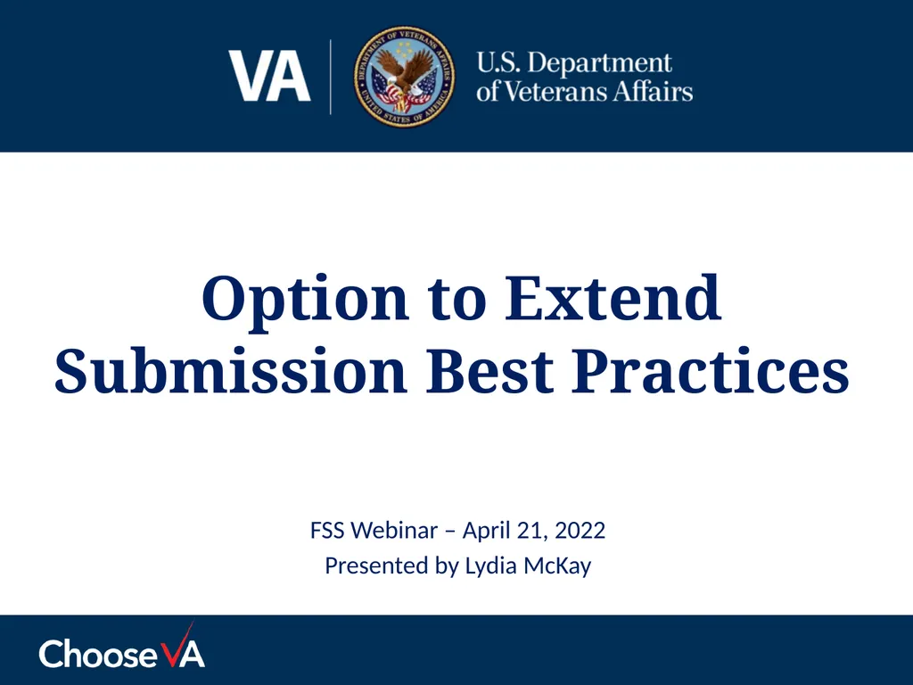 .Option to Extend Submission Best Practices FSS - slide 1 of 19