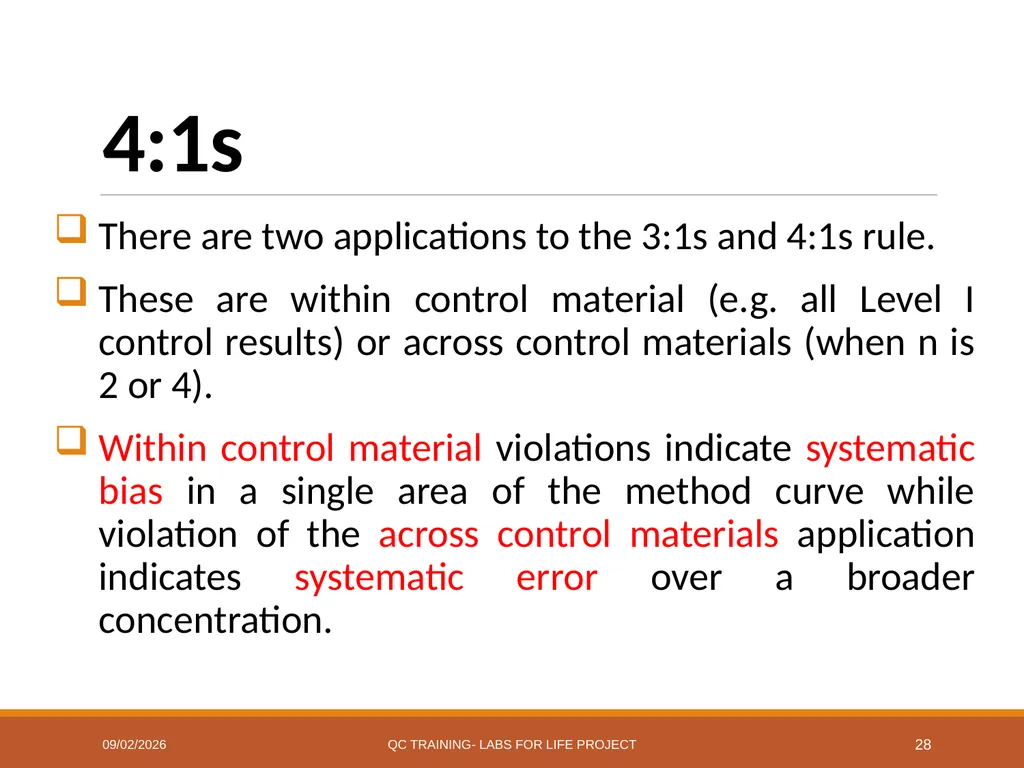 Westgard Rules Detecting Changes in the Analytical - slide 28 of 39