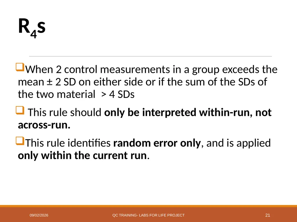 Westgard Rules Detecting Changes in the Analytical - slide 21 of 39