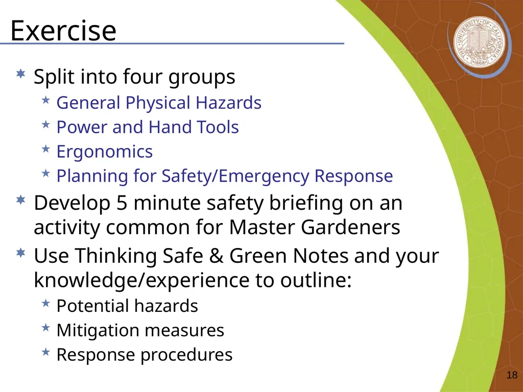 Master Gardener Safety Training EH&S Office - slide 18 of 20