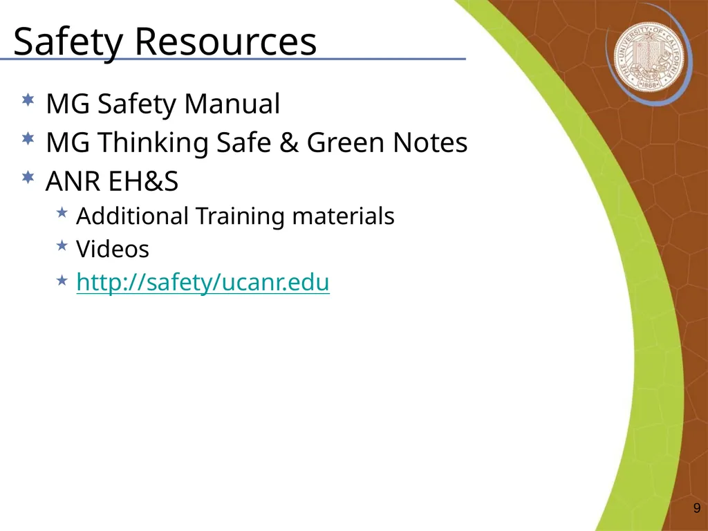 Master Gardener Safety Training EH&S Office - slide 9 of 20