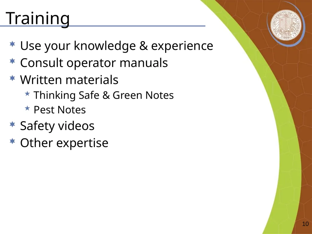 Master Gardener Safety Training EH&S Office - slide 10 of 20
