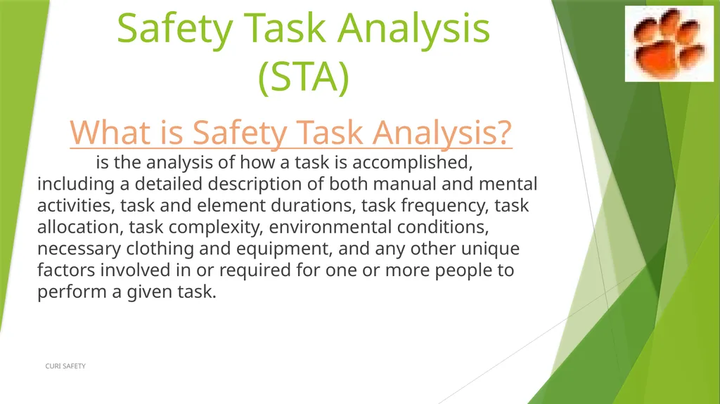 Safety Task Analysis (STA) CURI SAFETY Developed - slide 2 of 21