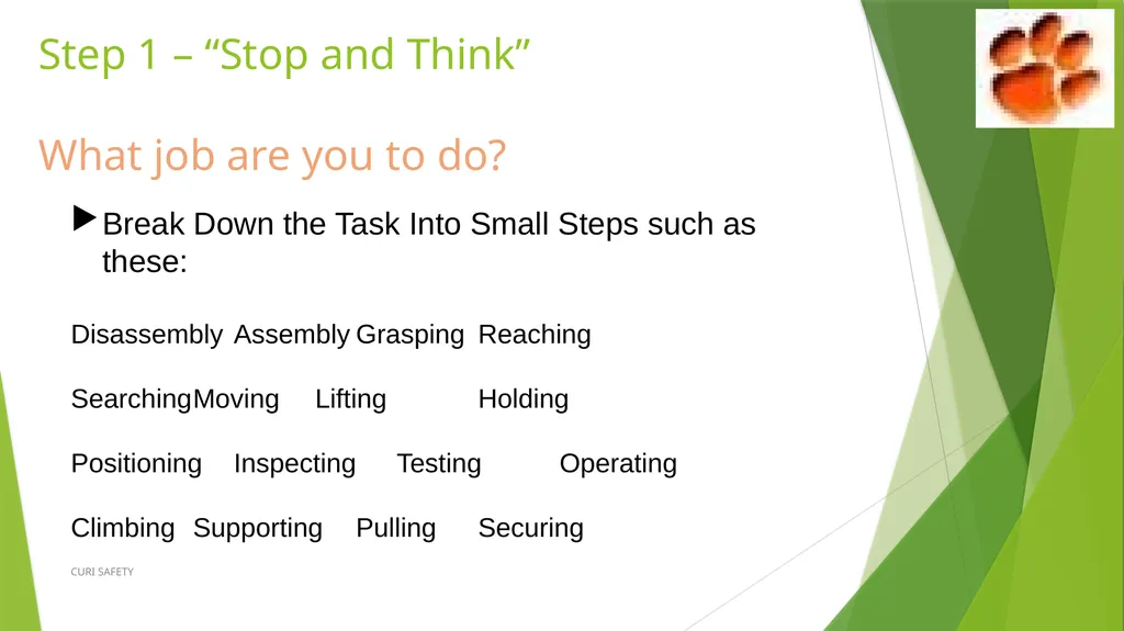 Safety Task Analysis (STA) CURI SAFETY Developed - slide 5 of 21