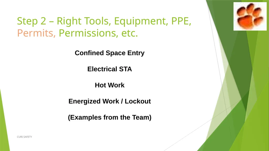 Safety Task Analysis (STA) CURI SAFETY Developed - slide 10 of 21