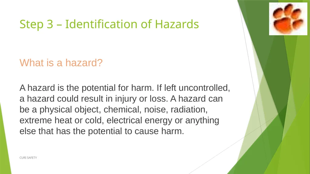 Safety Task Analysis (STA) CURI SAFETY Developed - slide 11 of 21