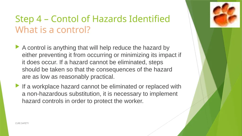 Safety Task Analysis (STA) CURI SAFETY Developed - slide 14 of 21