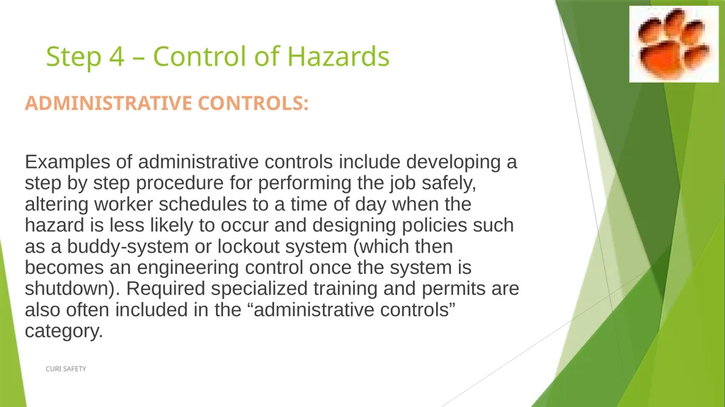 Safety Task Analysis (STA) CURI SAFETY Developed - slide 17 of 21