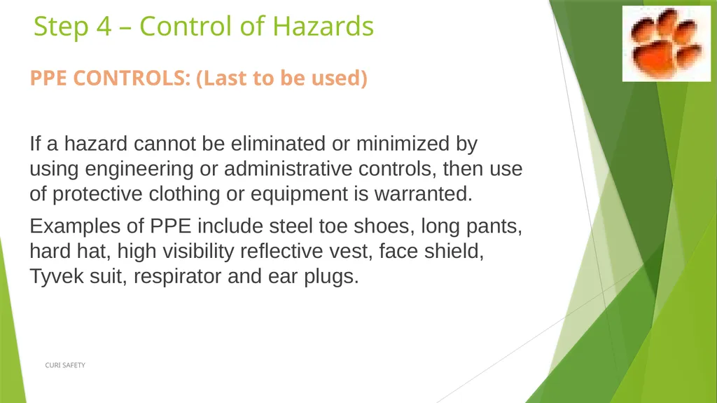 Safety Task Analysis (STA) CURI SAFETY Developed - slide 18 of 21