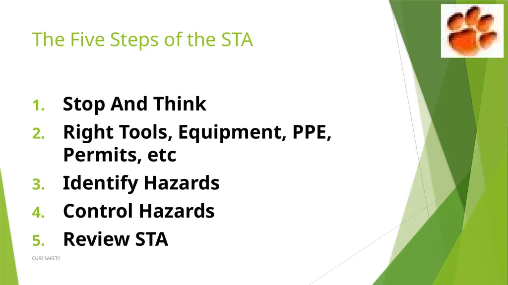 Safety Task Analysis (STA) CURI SAFETY Developed - slide 4 of 21