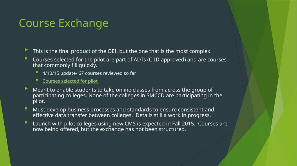 OEI – Online education initiative What are the - slide 3 of 9