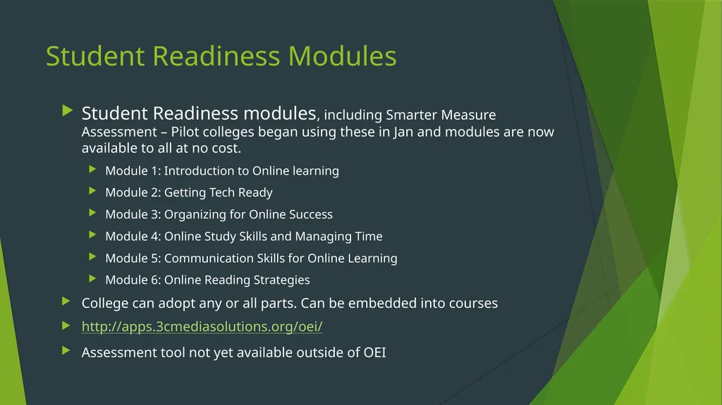 OEI – Online education initiative What are the - slide 5 of 9