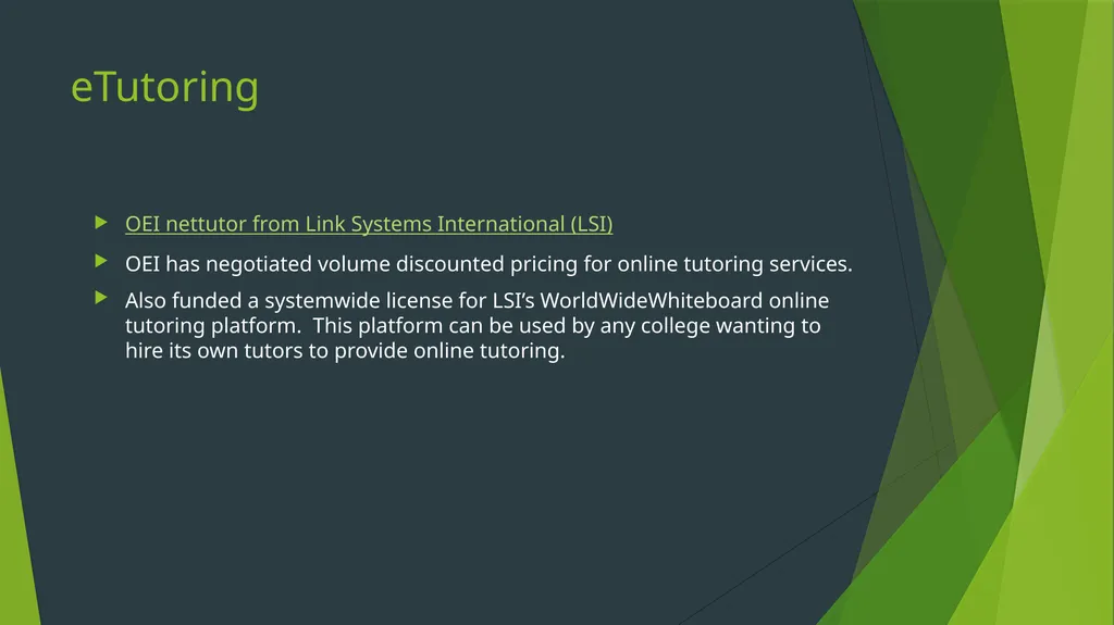 OEI – Online education initiative What are the - slide 4 of 9