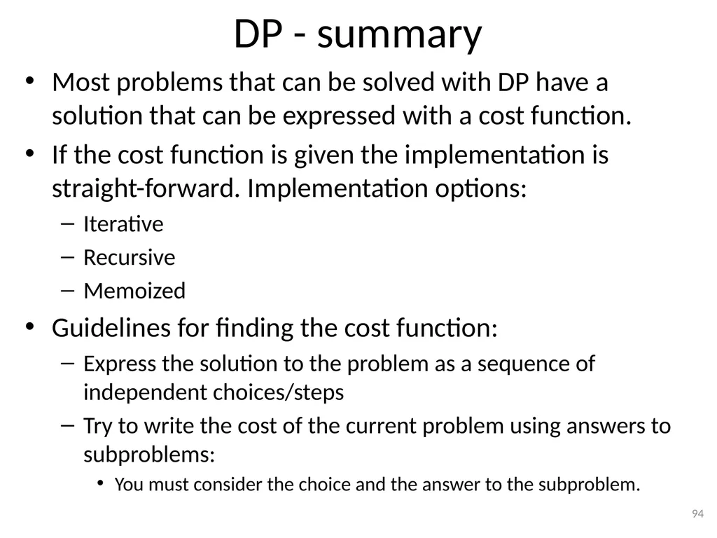 Dynamic Programming CSE 2320 – Algorithms and Data - slide 94 of 117
