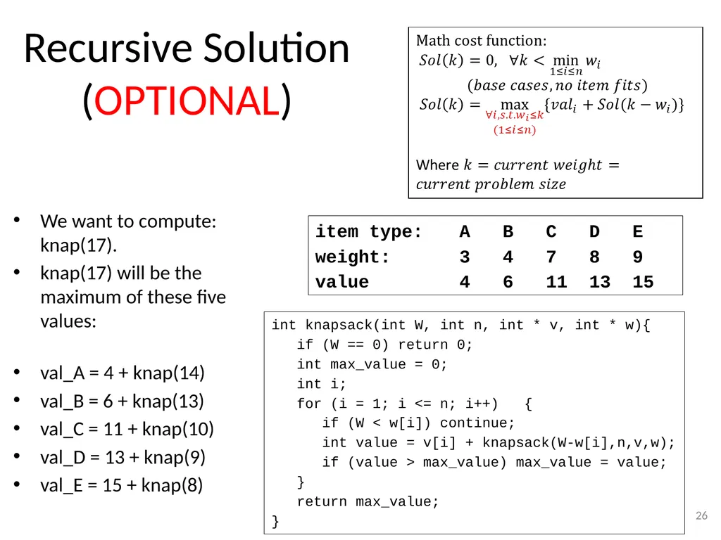 Dynamic Programming CSE 2320 – Algorithms and Data - slide 26 of 117