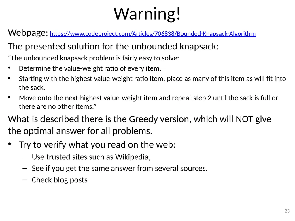 Dynamic Programming CSE 2320 – Algorithms and Data - slide 23 of 117