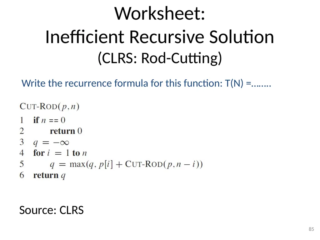 Dynamic Programming CSE 2320 – Algorithms and Data - slide 85 of 117