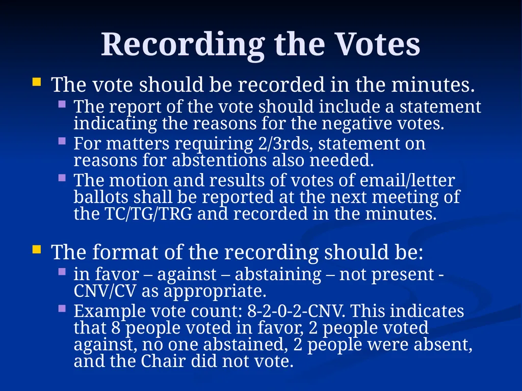 TC Chair Training - Voting Process Cynthia Gage - slide 8 of 11
