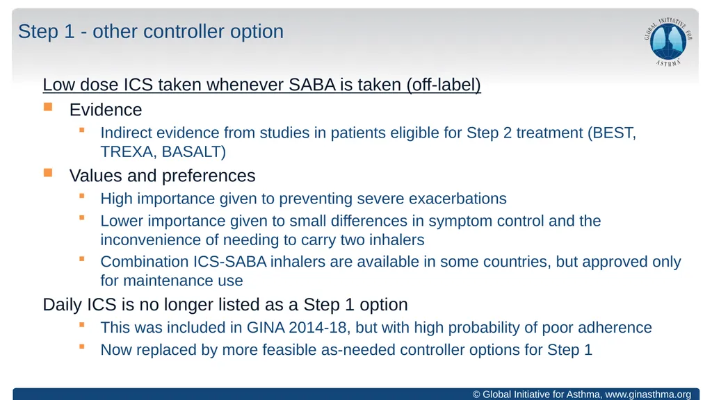 Global Initiative for Asthma (GINA) What’s new in - slide 21 of 32
