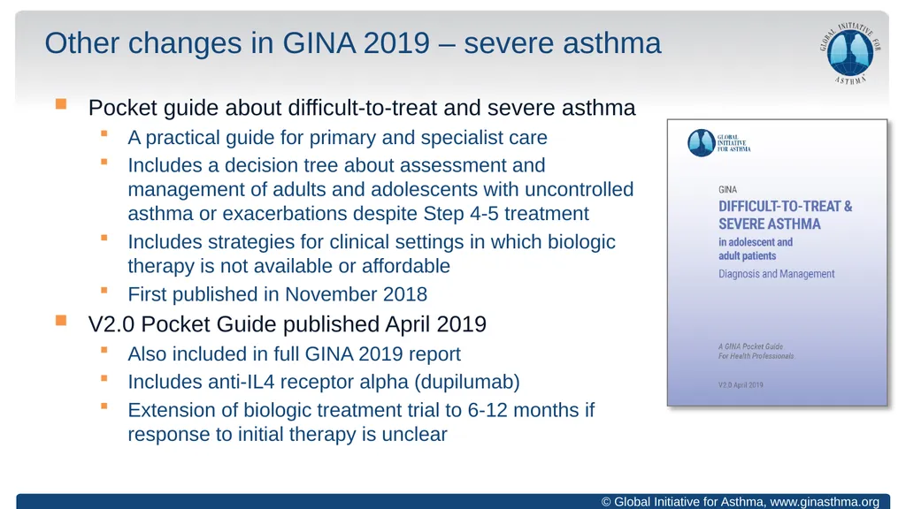 Global Initiative for Asthma (GINA) What’s new in - slide 29 of 32