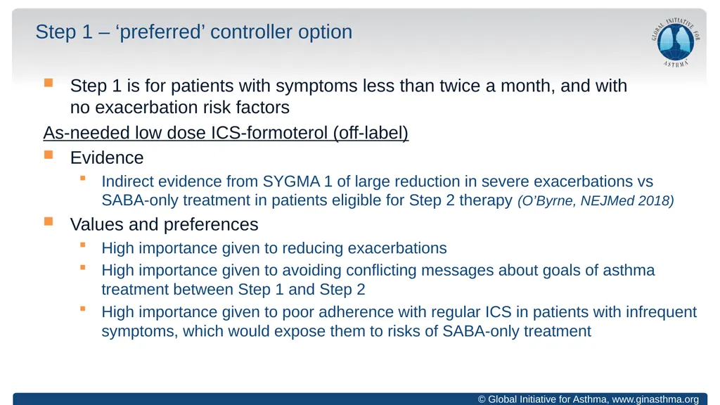 Global Initiative for Asthma (GINA) What’s new in - slide 20 of 32
