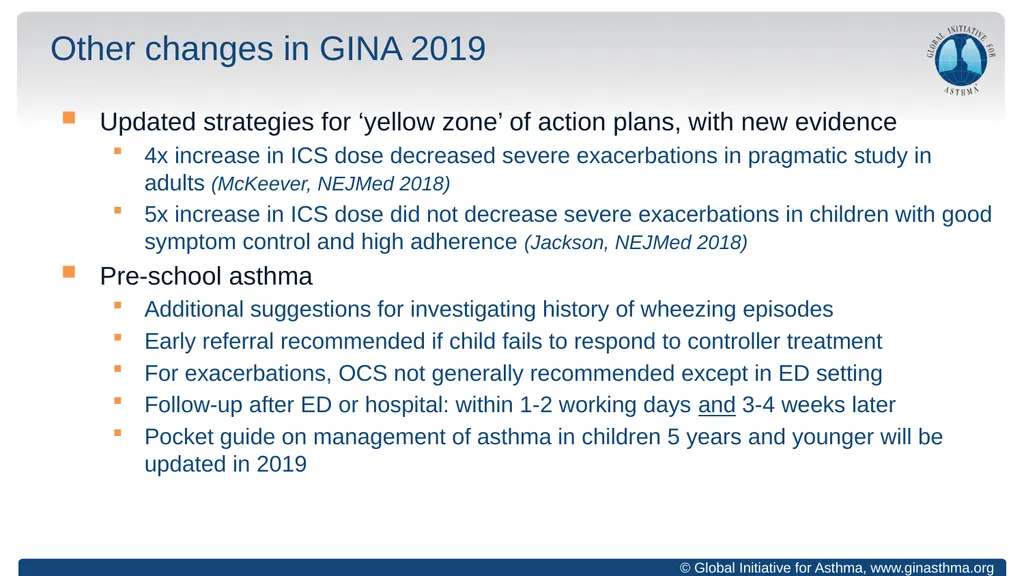 Global Initiative for Asthma (GINA) What’s new in - slide 31 of 32