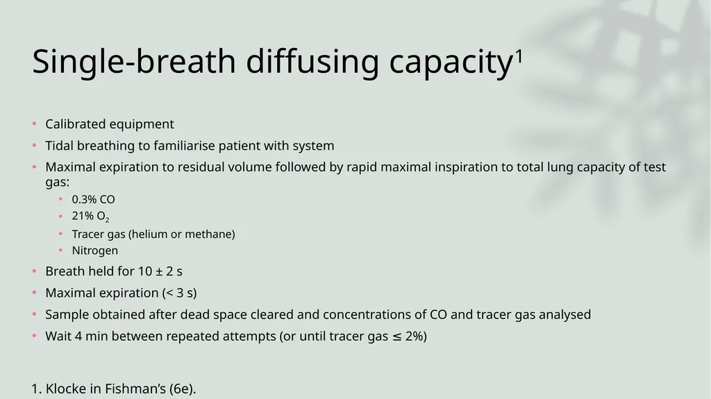 Diffusing Capacity of the Lung for Carbon Monoxide - slide 10 of 26