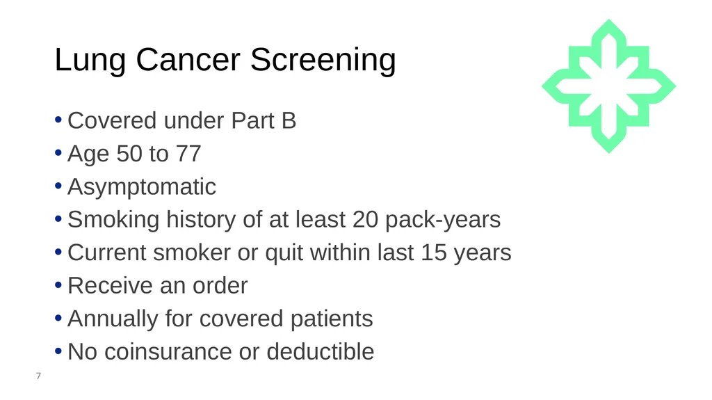 Preventive Services: Lung Cancer Screening & - slide 7 of 25