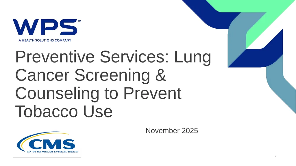 Preventive Services: Lung Cancer Screening & - slide 1 of 25