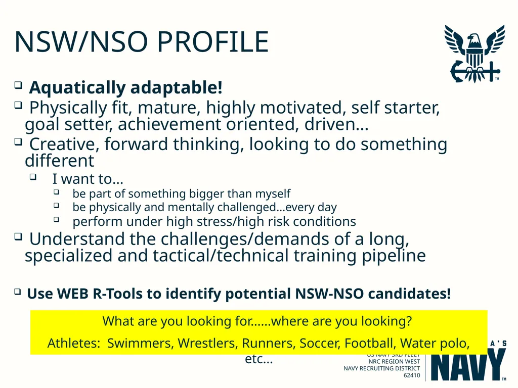 Warrior Challenge Program NAVAL SPECIAL WARFARE - slide 13 of 14