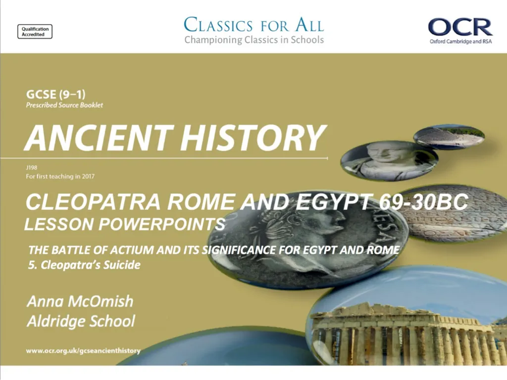 Cleopatra’s suicide; methods and reasoning L.O. To - slide 1 of 8
