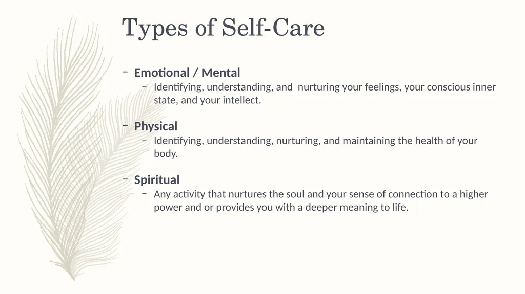 Practicing Self Care in a Busy Life Presented by : - slide 9 of 14