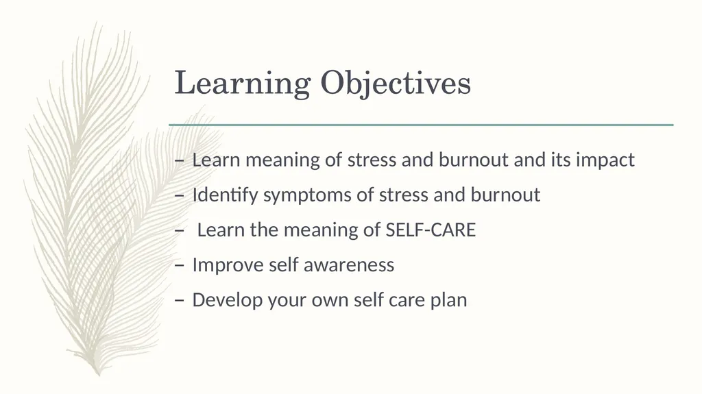 Practicing Self Care in a Busy Life Presented by : - slide 2 of 14