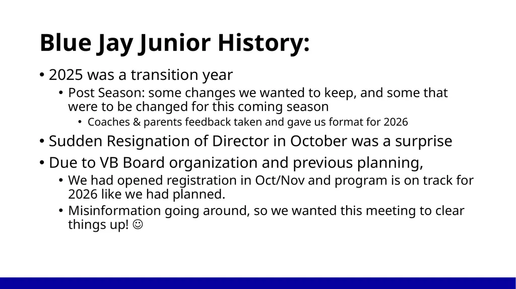 Blue Jay Juniors: Program Vision & Future Spring - slide 3 of 11